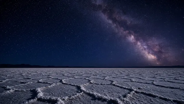 Atacama Salt Plateau Beneath Galactic Starlight Arc