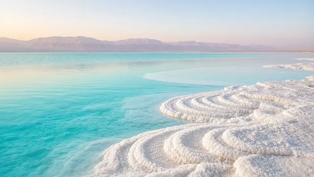 Dead Sea Mineral Salt Rings Under Pastel Haze