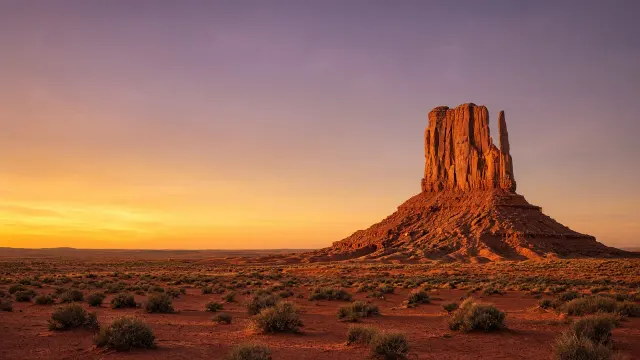 Monument Valley Sandstone Butte at Golden Sunset