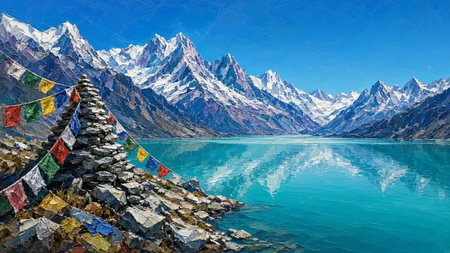 High Altitude Himalayan Glacial Tarn Impression