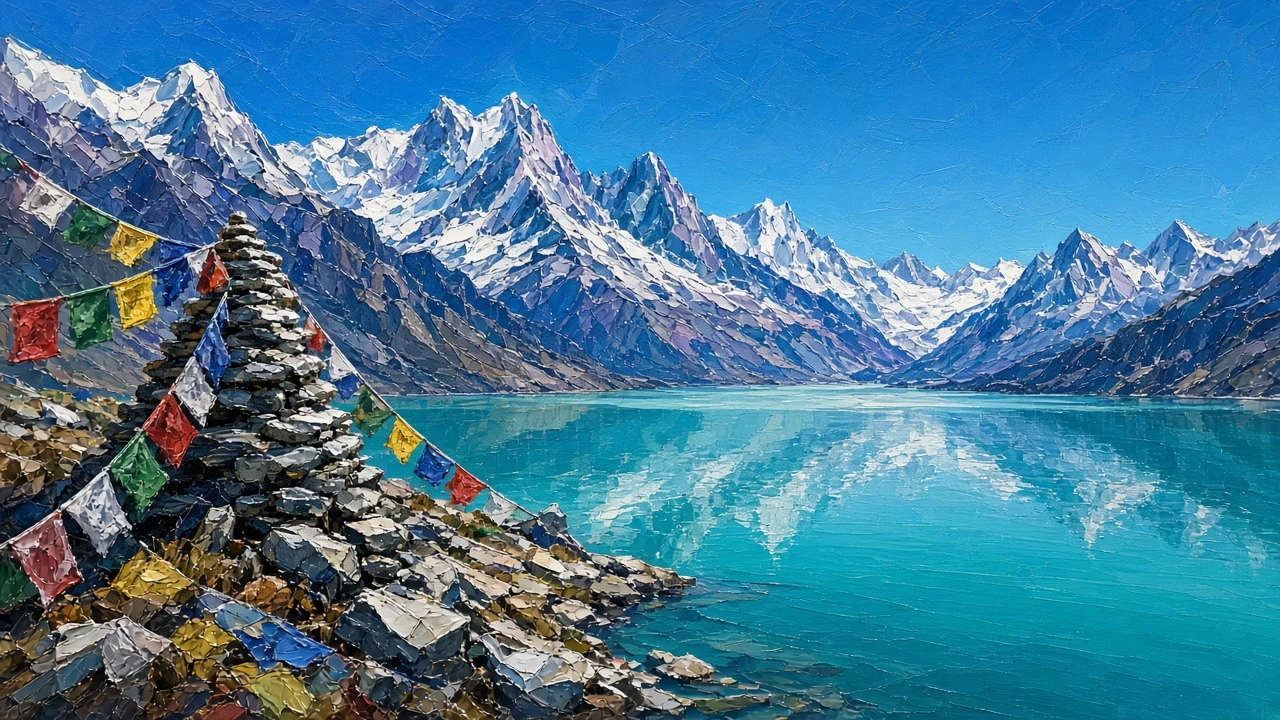 High Altitude Himalayan Glacial Tarn Impression