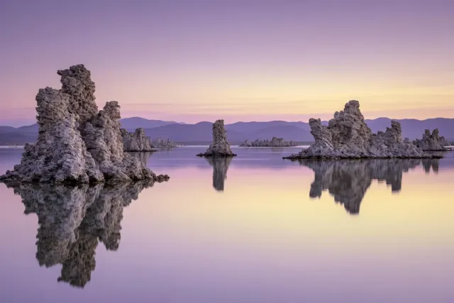 Mono Lake Tufa Formations in Pastel Twilight Calm