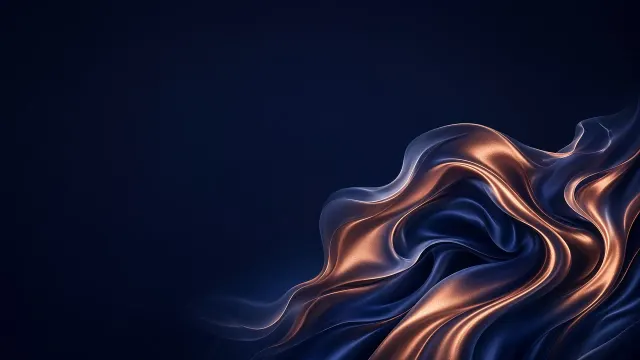 Flowing Liquid Silk Ribbon in Midnight Indigo and Radiant Copper