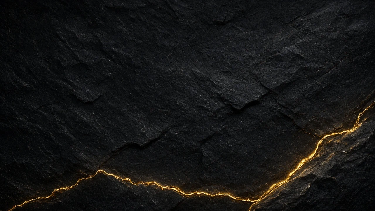 Dark Obsidian Slate with Subtle Kintsugi Liquid Gold Veins