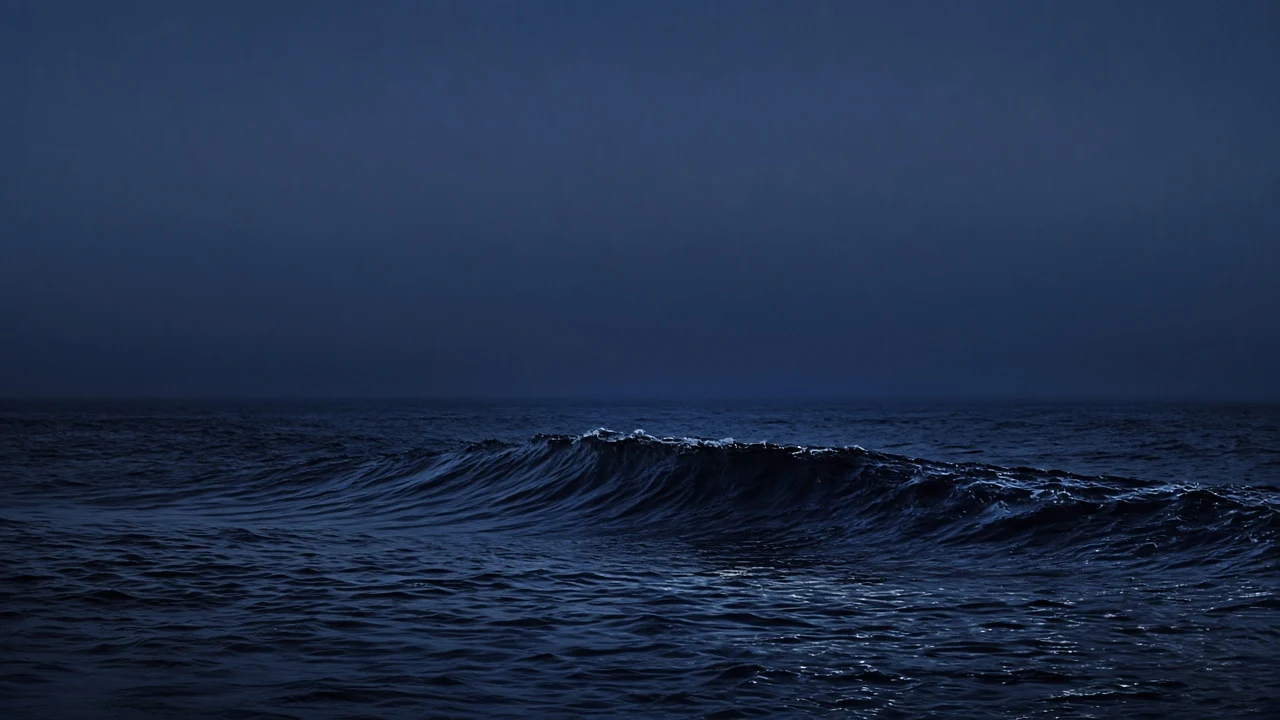 Moody Midnight Ocean Swell Beneath Starless Twilight