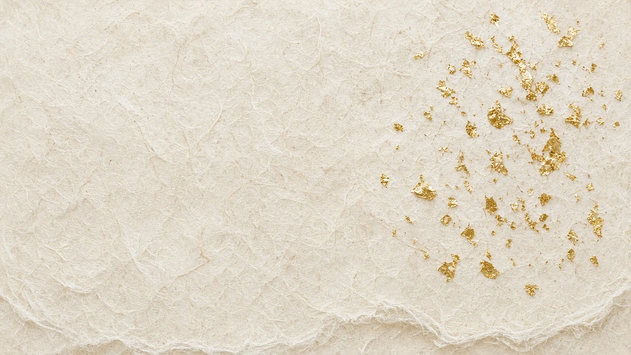 Handmade Washi Paper with Subtle Embedded Gold Leaf Flecks
