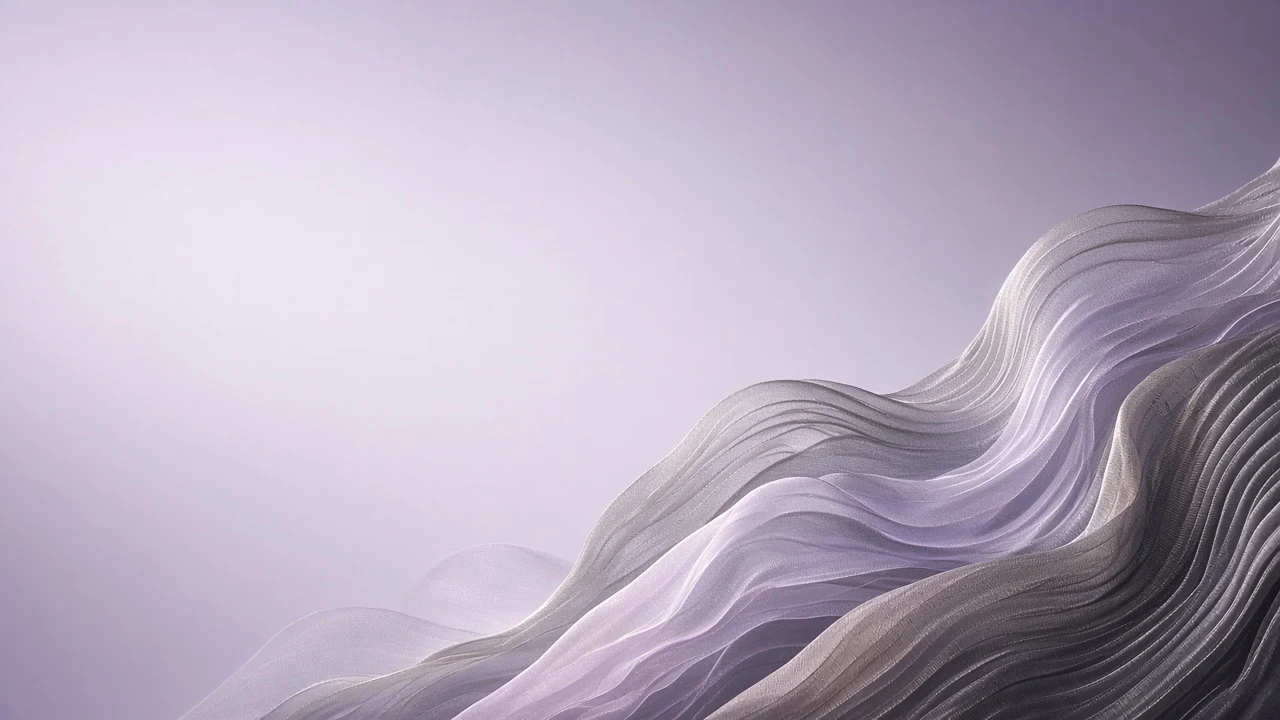Cascading Pleated Silk Chiffon in Pale Lilac and Smoke