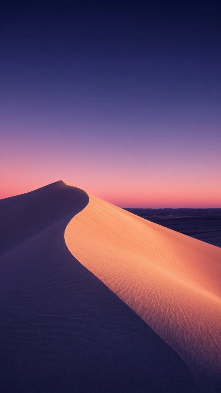 Curving Erg Chebbi Dune Crest Under Twilight Pastel Skies