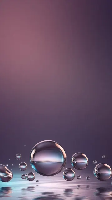 Suspended Chrome Droplets in Dusty Mauve Ambient Void