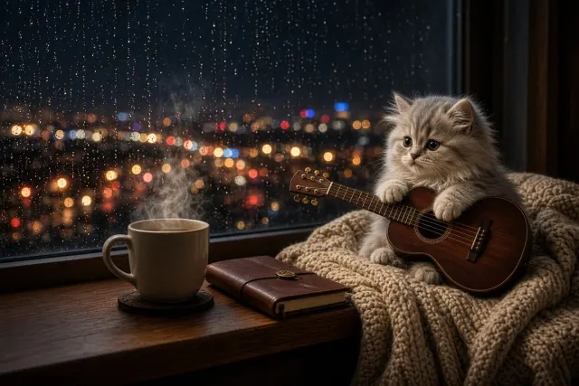 Rainy Window Seat Melody with Chinchilla Persian Kitten