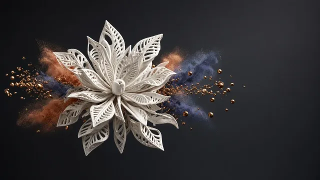 Kinetic Porcelain Bloom Suspended in Zero Gravity
