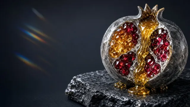 Crystalline Quartz Pomegranate with Honey Droplets