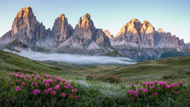 Alpenrose Dawn Over the Pale Peaks of the Dolomites