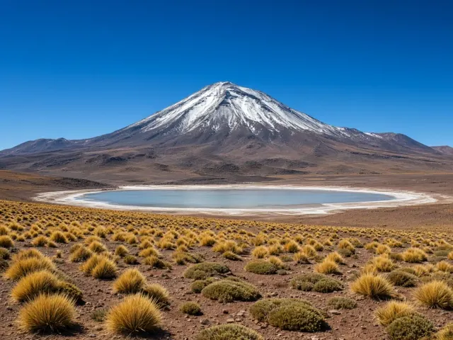 High Andean Puna Plateau and Volcanic Cone Serenity