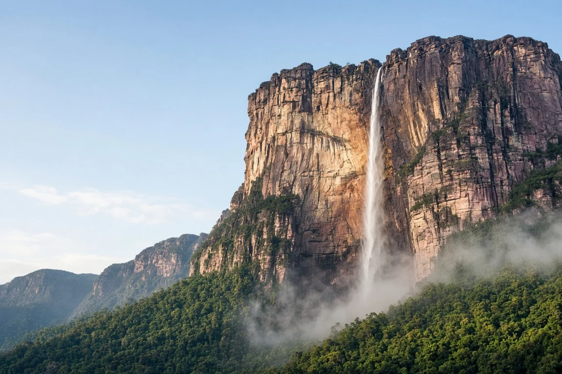 Cascading Silver Veil Down Mount Roraima's Ancient Tepui