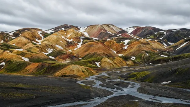 Mineral Rainbow of Landmannalaugar Rhyolite Ridges
