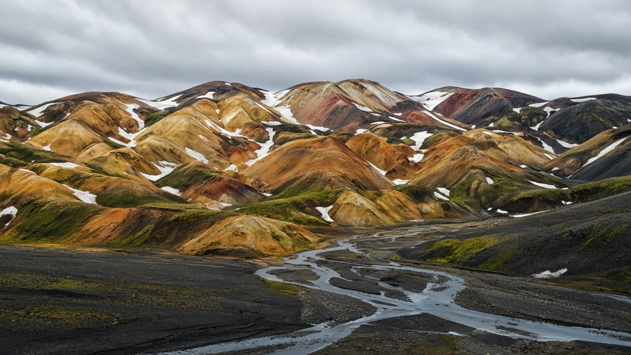 Mineral Rainbow of Landmannalaugar Rhyolite Ridges