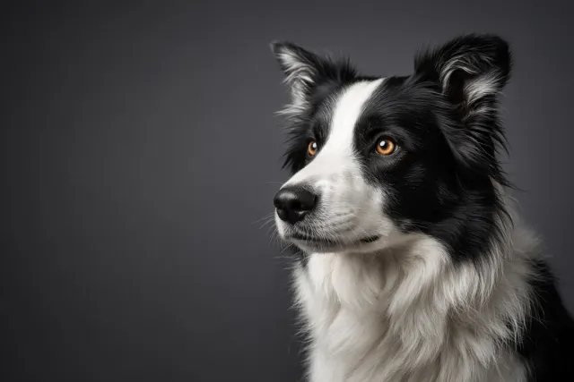 Intimate Studio Portrait of a Classic Black and White Border Collie