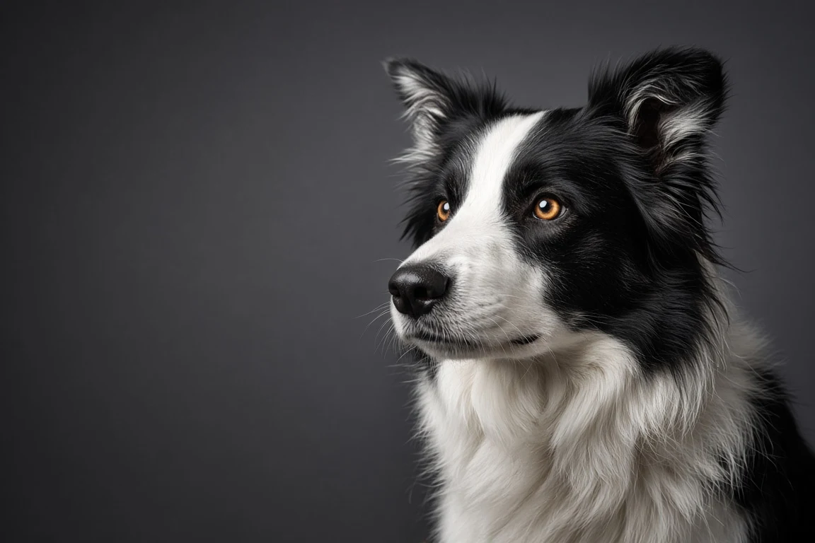 Intimate Studio Portrait of a Classic Black and White Border Collie