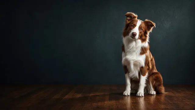 Regal Chocolate Border Collie Studio Cover Portrait