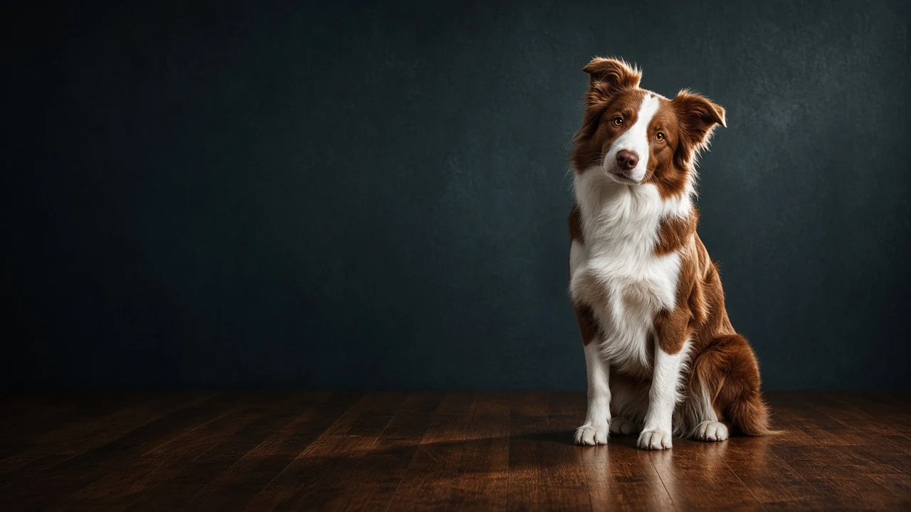 Regal Chocolate Border Collie Studio Cover Portrait