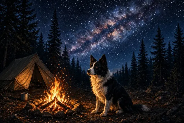 Campfire Chiaroscuro Night Portrait Under Starry Sky