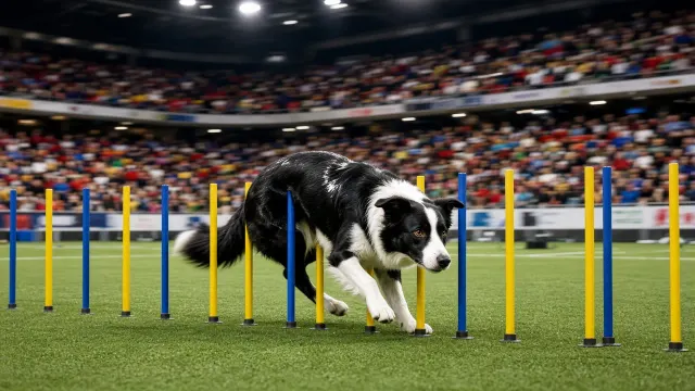 Dynamic Weave Pole Agility Competition Action