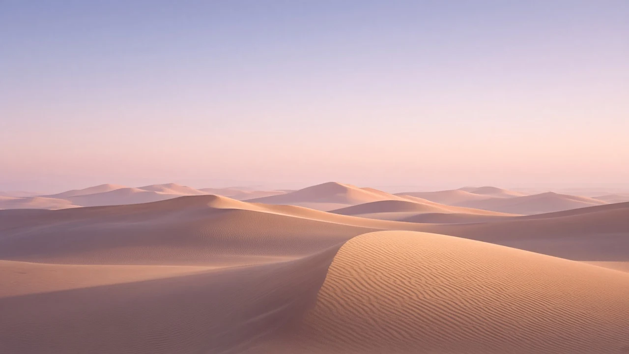Pastel Sand Dune Crests Beneath Empty Dawn Horizon