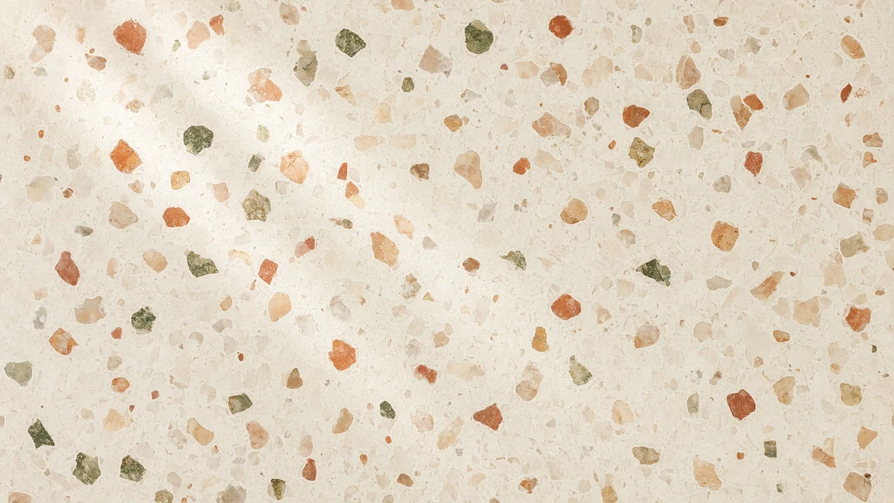 Venetian Terrazzo Aggregate with Terracotta and Forest Green Flecks
