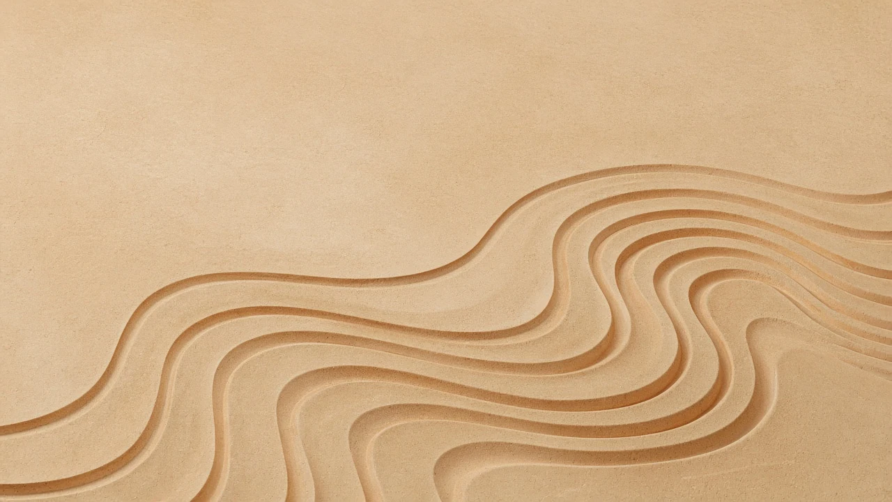 Subtle Topographic Contours Carved in Matte Warm Sandstone
