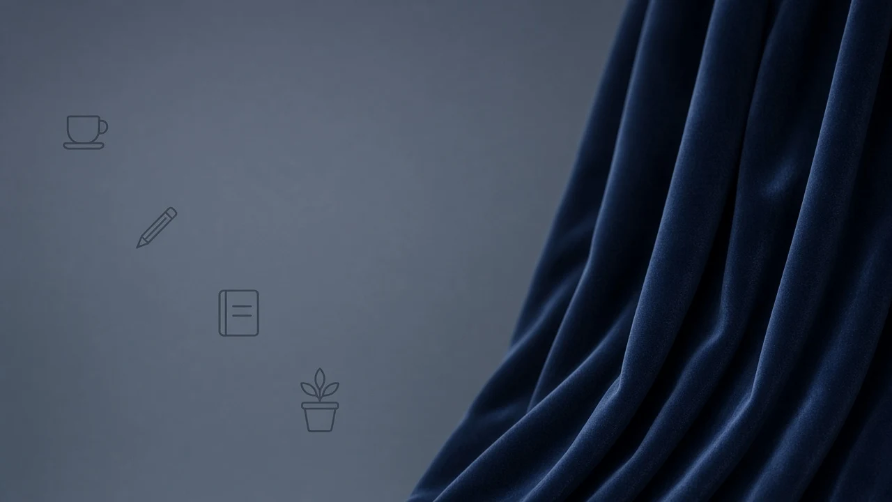 Midnight Prussian Blue Velvet Drape Resting Along Right Flank
