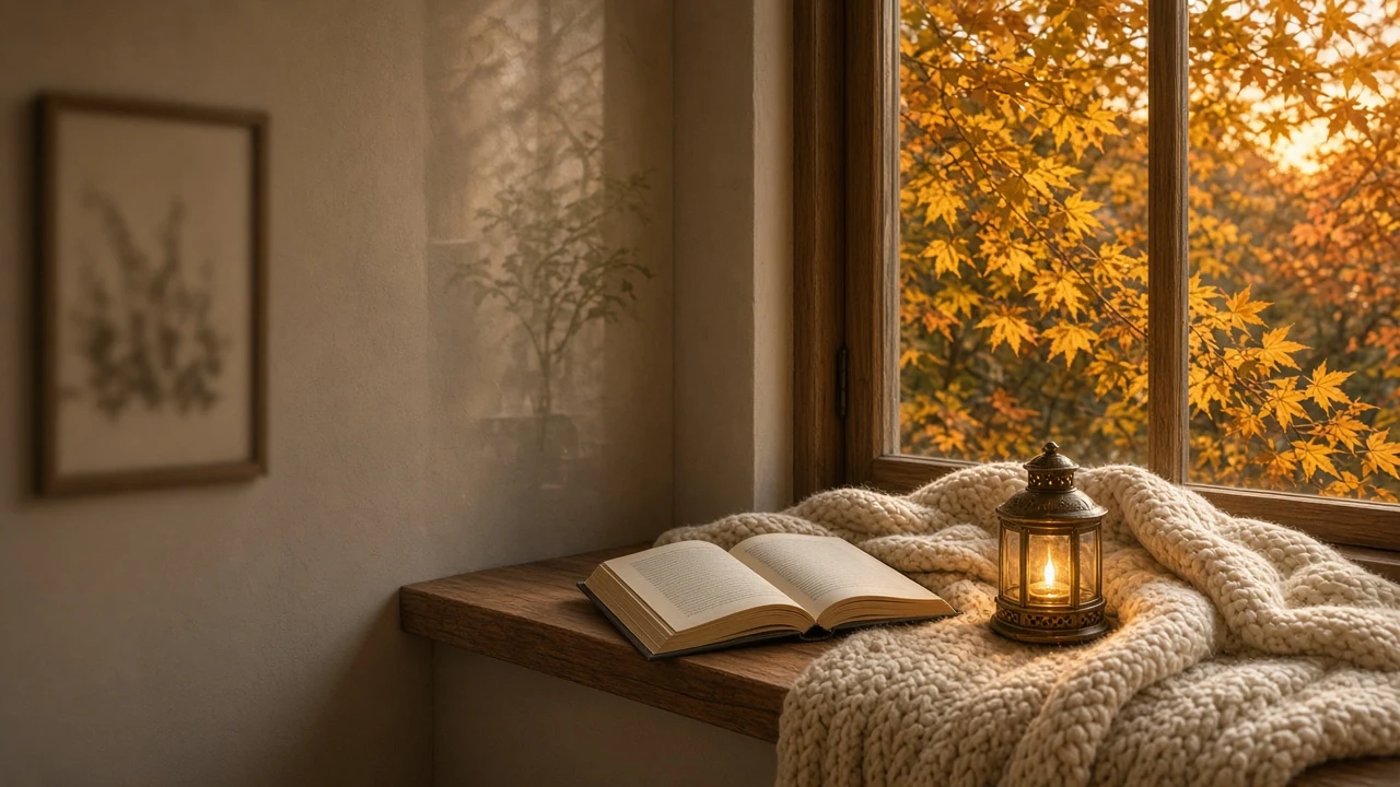 Cozy Window Nook Beside an Amber Maple Canopy