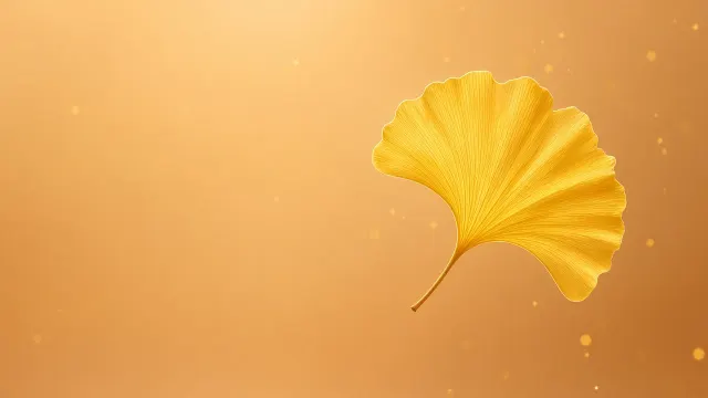 Solitary Floating Ginkgo Leaf on Warm Amber Gradient