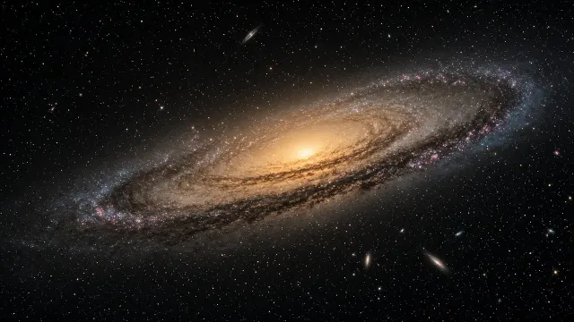 High Inclination Oblique Spiral Galaxy with Fractured Dust Ribbons