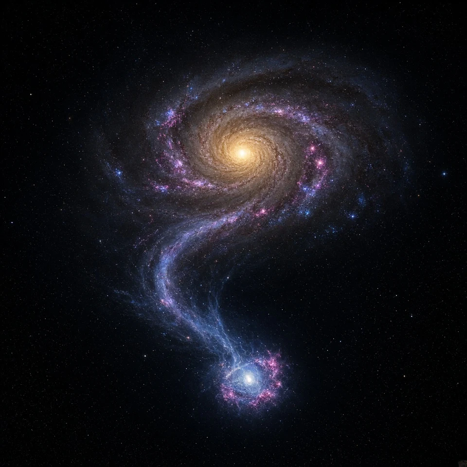 Tidally Interacting Spiral Galaxy Drawing a Luminous Stellar Bridge