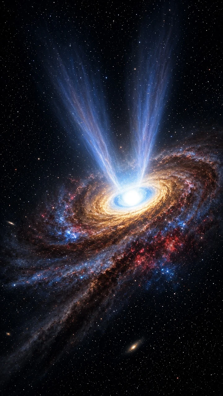 Energetic Active Seyfert Spiral Galaxy with Ionized Relativistic Core Glow