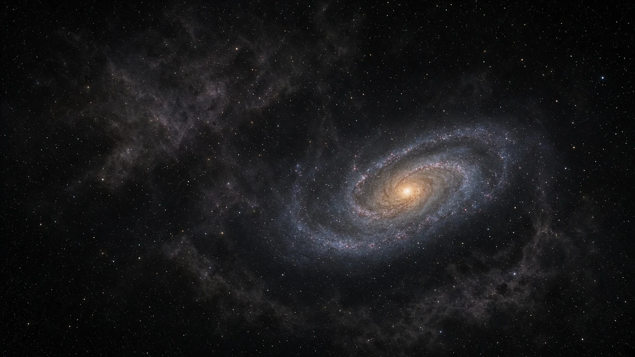 Grand Spiral Galaxy Viewed Through Translucent Milky Way Galactic Cirrus
