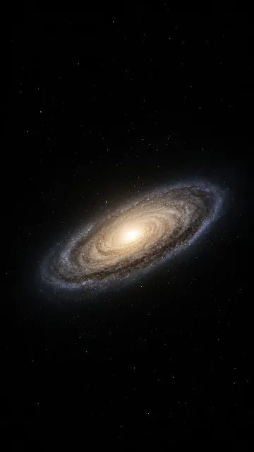 Minimalist Vertical Void with Lower Spiral Galaxy and Open Celestial Upper Space