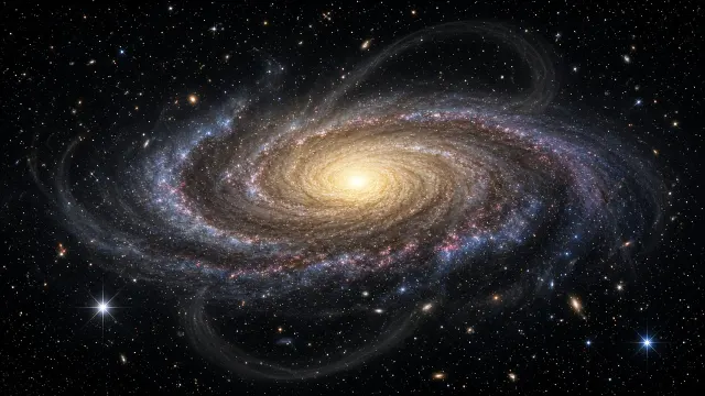 Ultra-Wide Panoramic View of Giant Spiral Galaxy with Faint Stellar Streams
