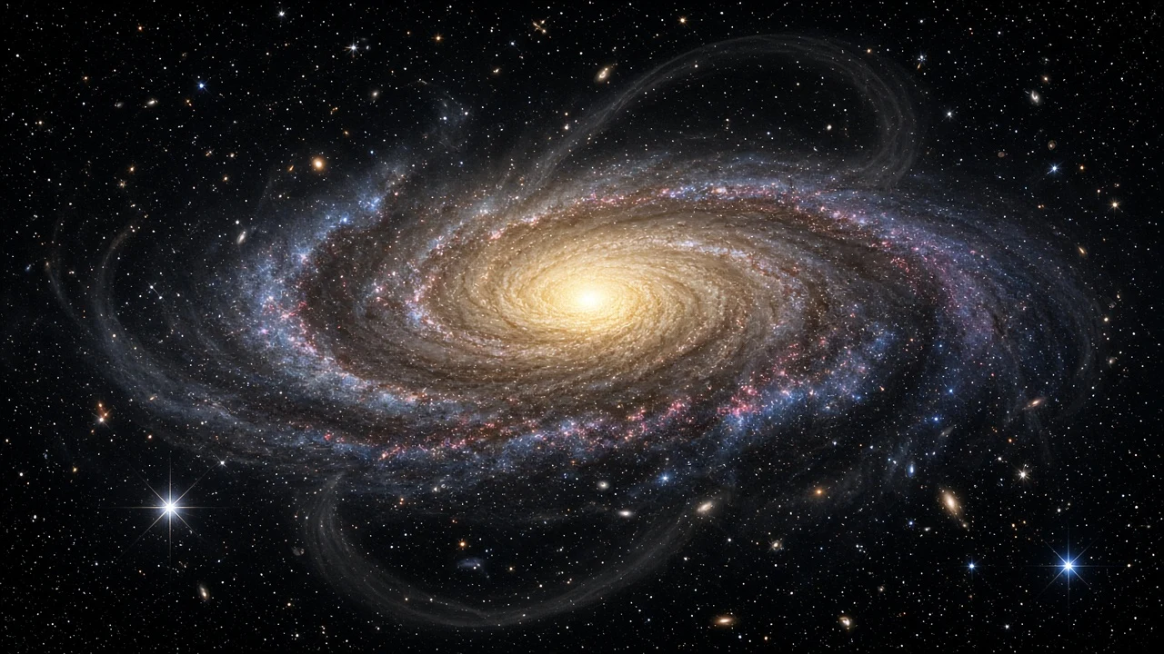 Ultra-Wide Panoramic View of Giant Spiral Galaxy with Faint Stellar Streams