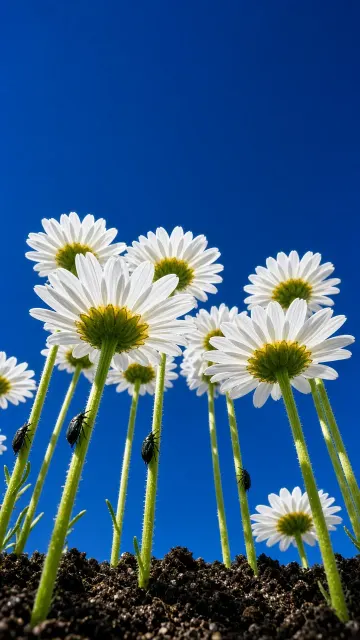 Worm-Eye View Ascending Through Daisy Canopy