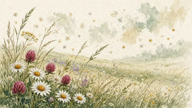 Botanical Gouache and Watercolor Daisy Meadow Study