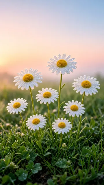 Pastel Sunrise Daisy Ground View for Mobile Display
