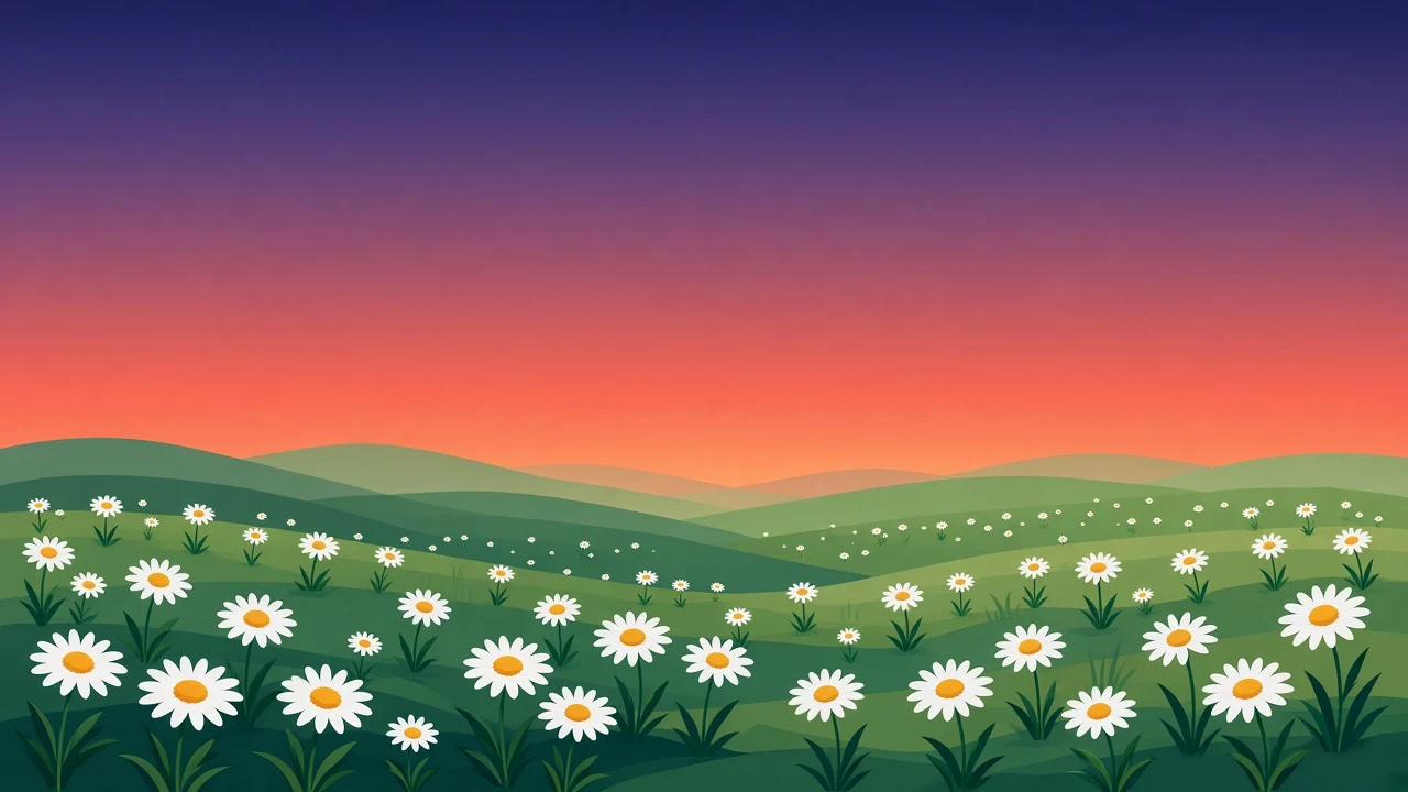 Minimalist Gradient Vector Daisy Field Art