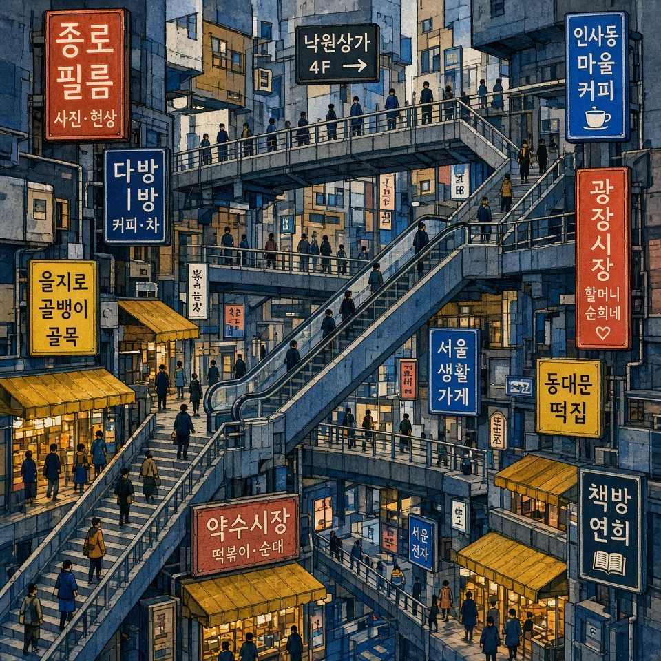 Architectural Gouache Illustration of Multi-Level Hillside Walkways