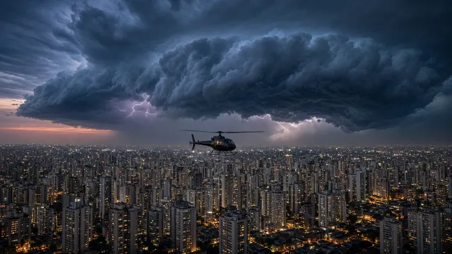Thunderhead Front Sweeping Over Endless High-Rise Horizon