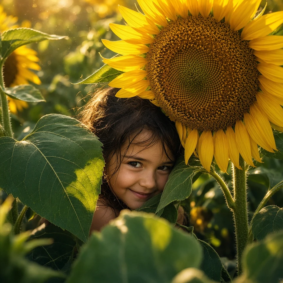 Hide-and-Seek Through Golden Sunflower Labyrinth
