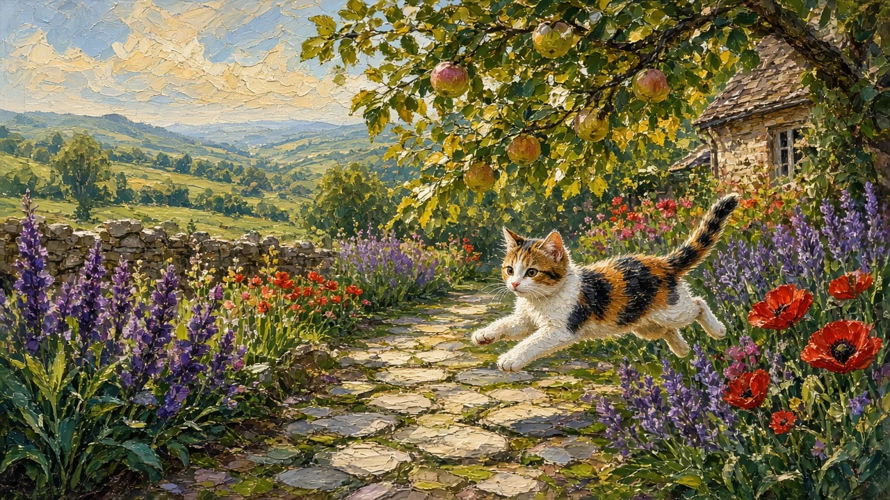 Impasto Cottage Garden Sprint of a Calico Kitten