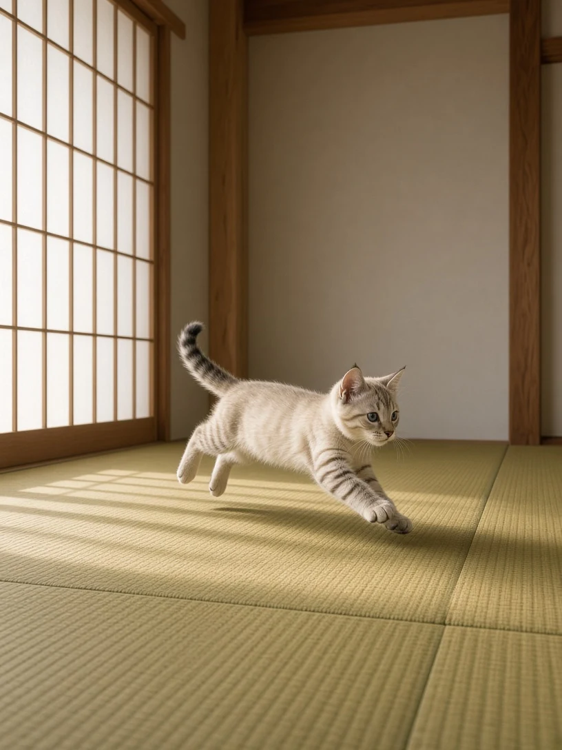 Tatami Room Diagonal Sprint in Serene Japanese Interior