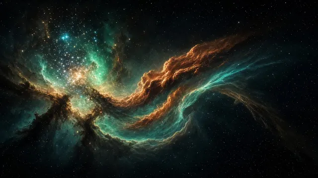 Sweeping Helical Interstellar Dust Stream in Emerald and Burnished Copper